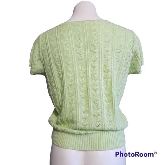 Vintage green lightweight knit short sleeve sweater - Picture 2 of 3